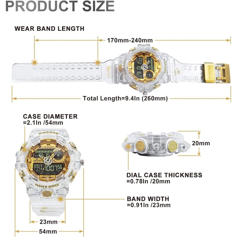 New Men Digital Watch for Men Watch Sports Watch Large Digital Analog Du… - Picture 5 of 13
